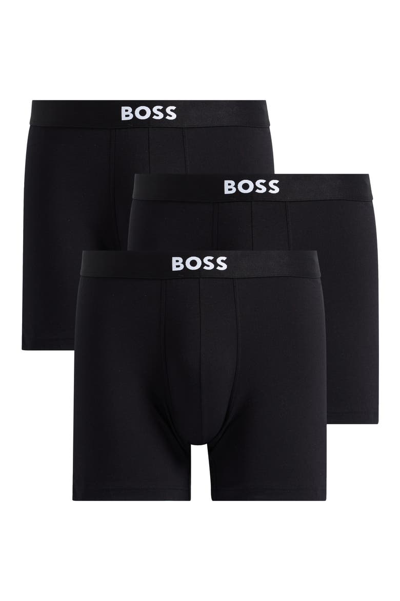 3-Pack ONE Stretch Cotton Boxer Briefs, Alternate, color, BLACK