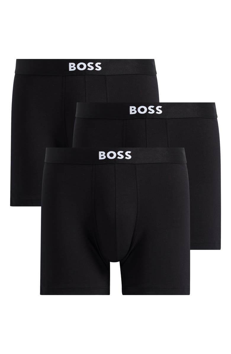 BOSS 3-Pack ONE Stretch Cotton Boxer Briefs, Alternate, color, Black