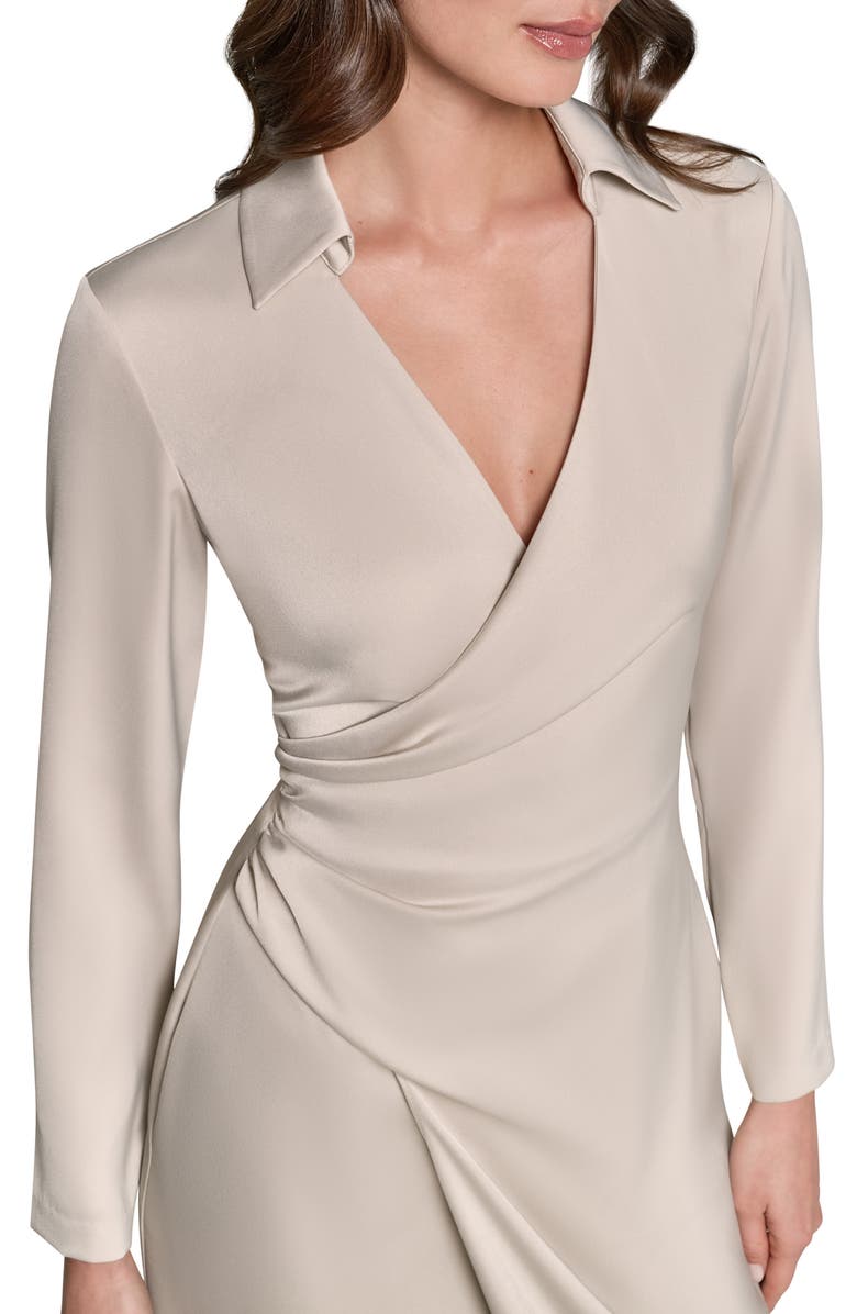 Donna Karan New York Long Sleeve Faux Wrap Satin Dress, Alternate, color,