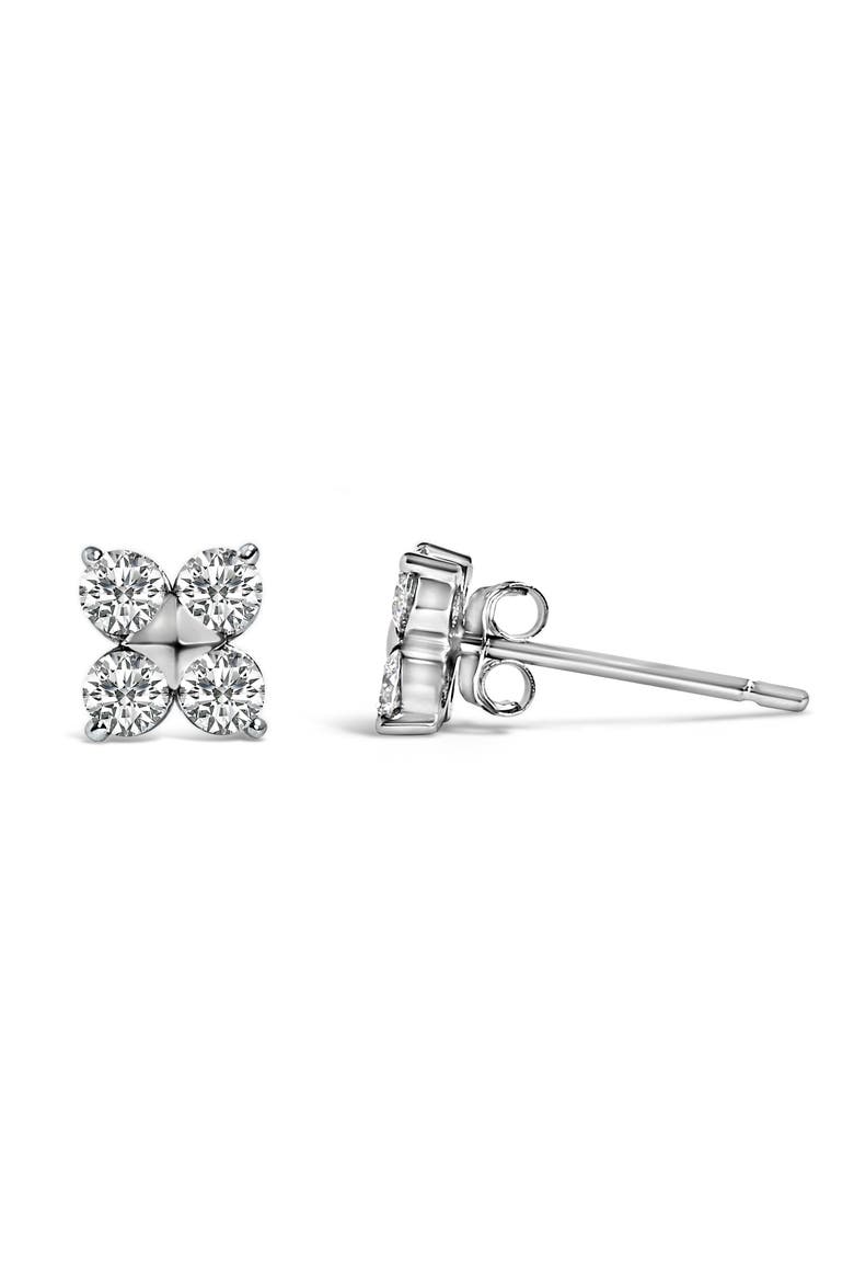 10K Gold 1/2 Cttw Lab Grown Diamond Snowflake Stud Earrings, Alternate, color, White