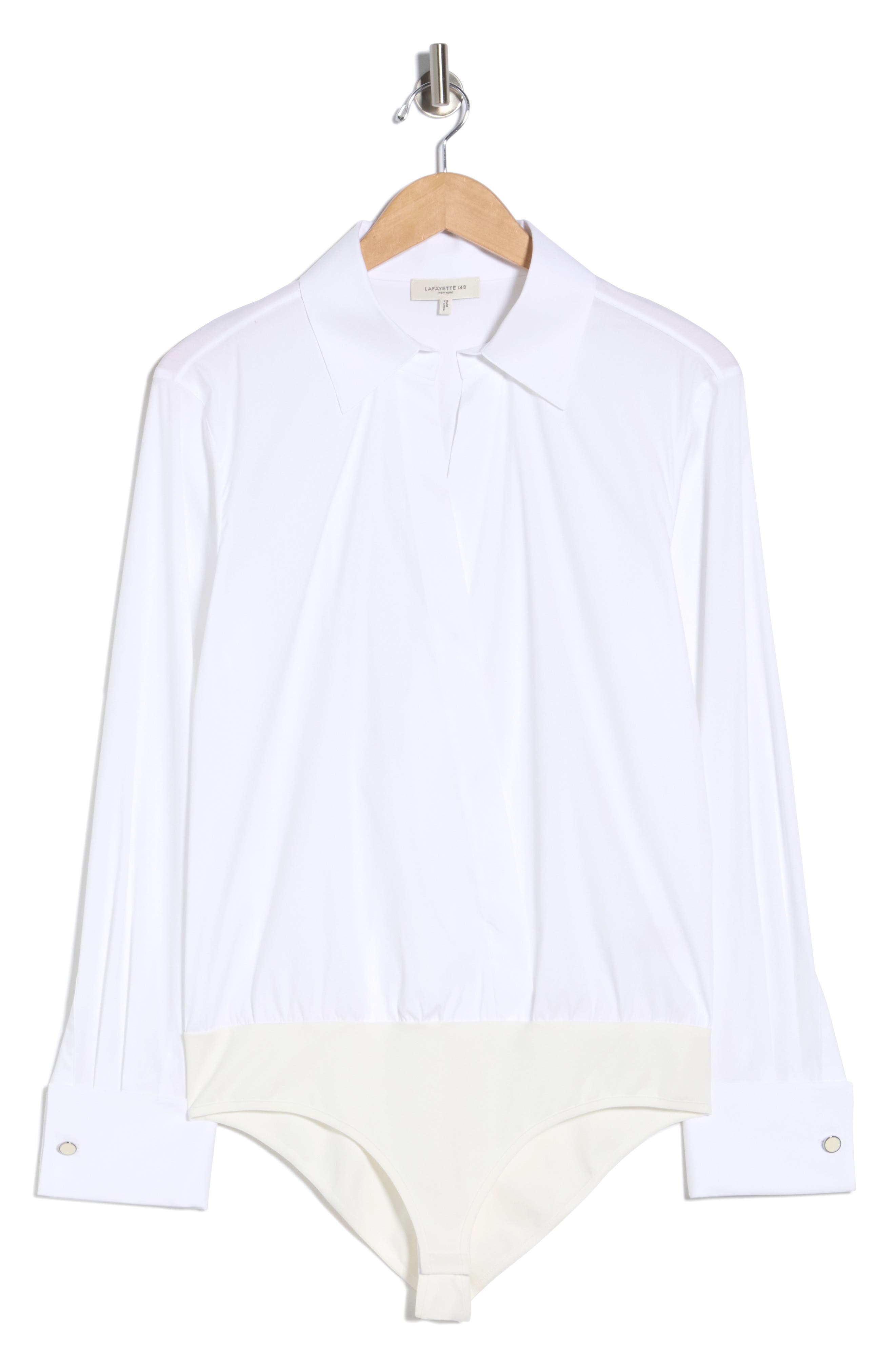 Lafayette 148 New York Collared Wrap Front Bodysuit