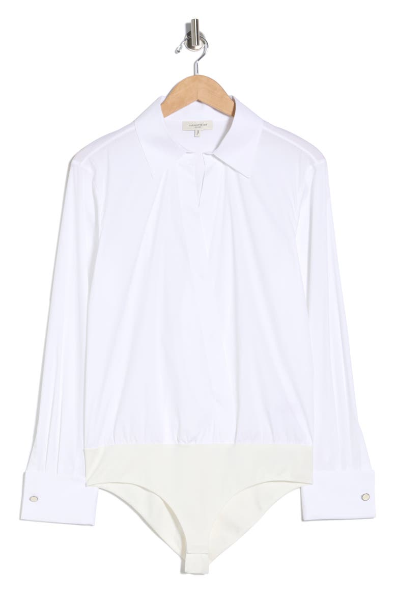 Collared Wrap Front Bodysuit, Main, color, WHITE