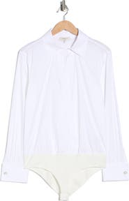 Lafayette 148 New York Collared Wrap Front Bodysuit