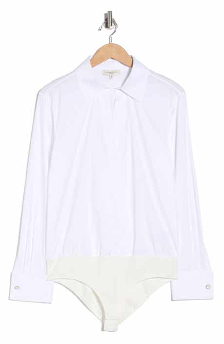 Lafayette 148 New York Collared Wrap Front Bodysuit