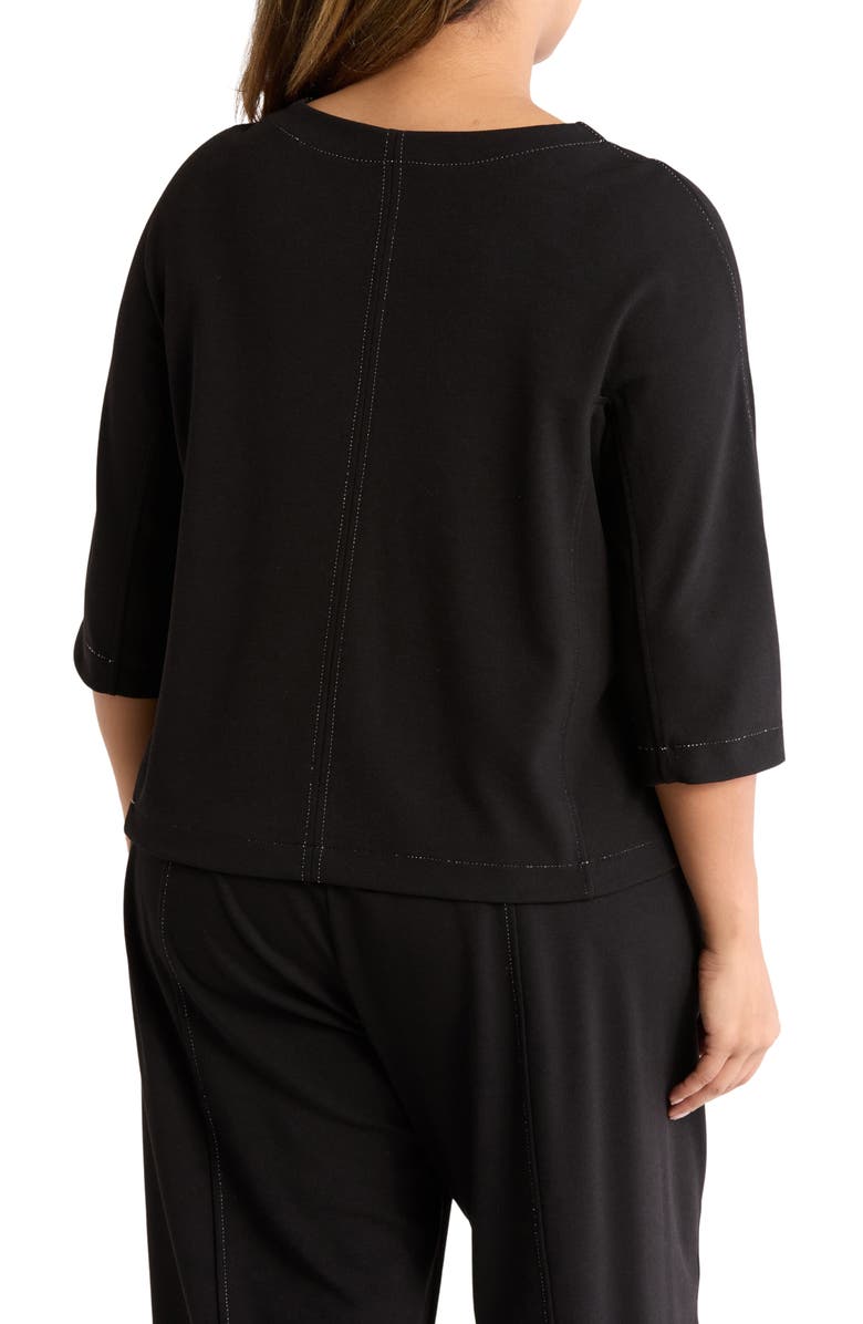 MAX STUDIO Stretch Twill Top, Alternate, color, Black/ Ivory Stitch