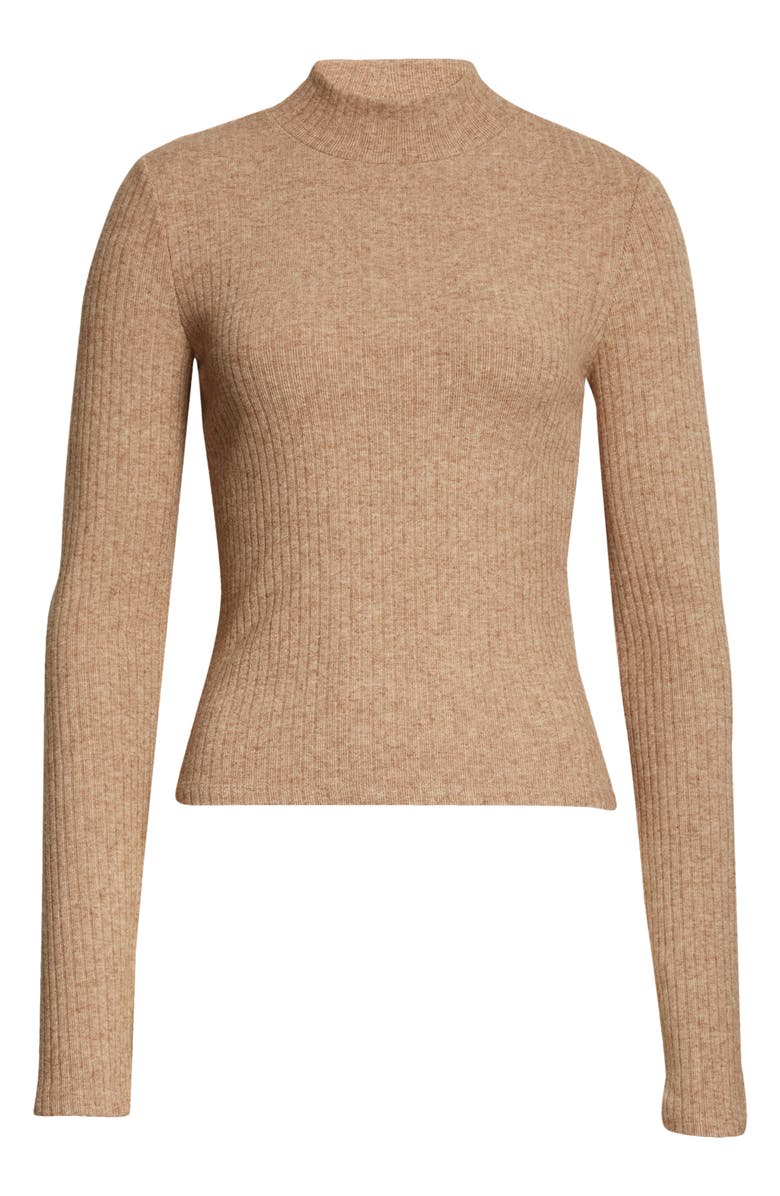 Vince Rib Long Sleeve Mock Neck Sweater, Alternate, color, Wheat