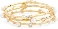 Kenneth Jay Lane Set of 3 Crystal & Faux Pearl Bangles