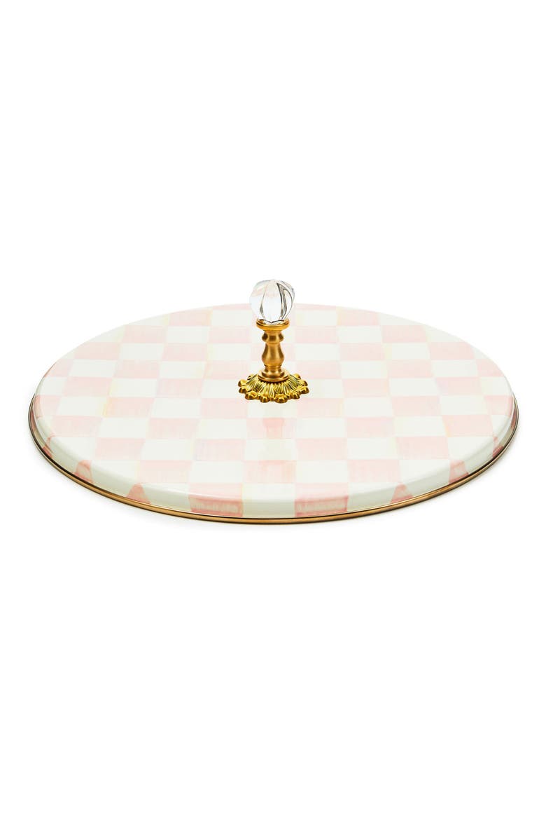 Royal Check Enameled Steel Cheese Course, Main, color, ROSY