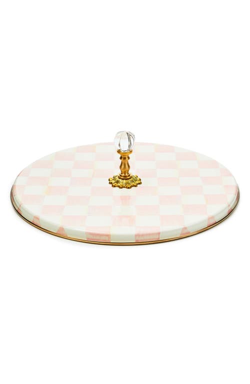 Mackenzie-childs Mackenzie Childs Mocha Check Enameled Steel Cheese Course In Pink