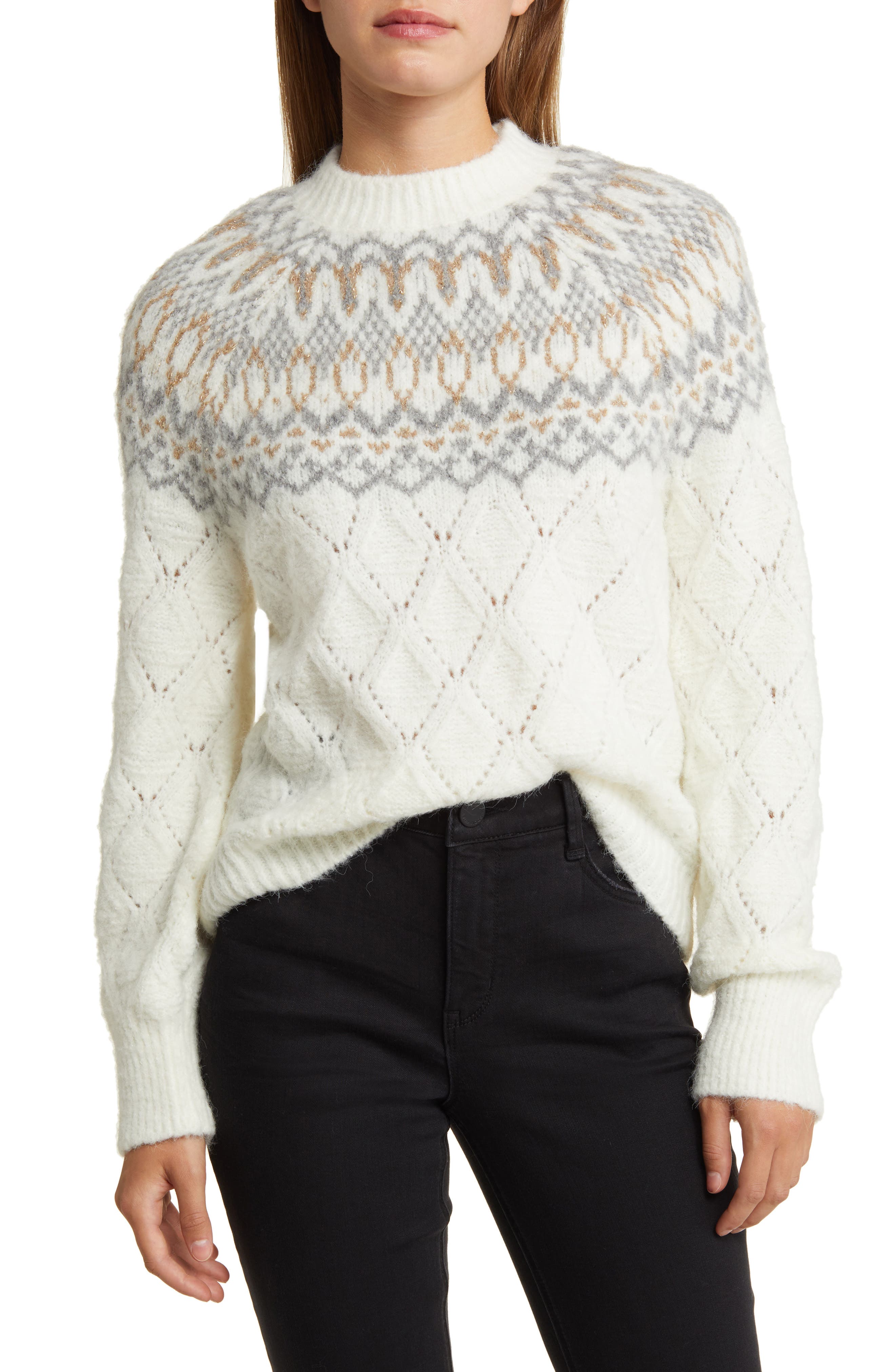 Wit & Wisdom Fair Isle Pointelle Sweater