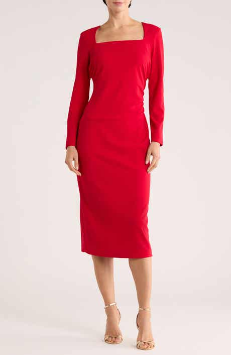 Calvin Klein Square Neck Midi Sheath Dress