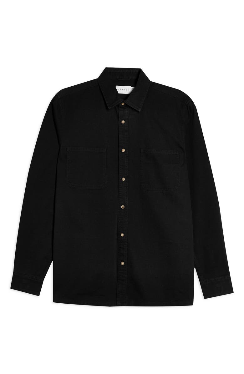 Topman Solid Twill Button-Up Shirt, Alternate, color, 