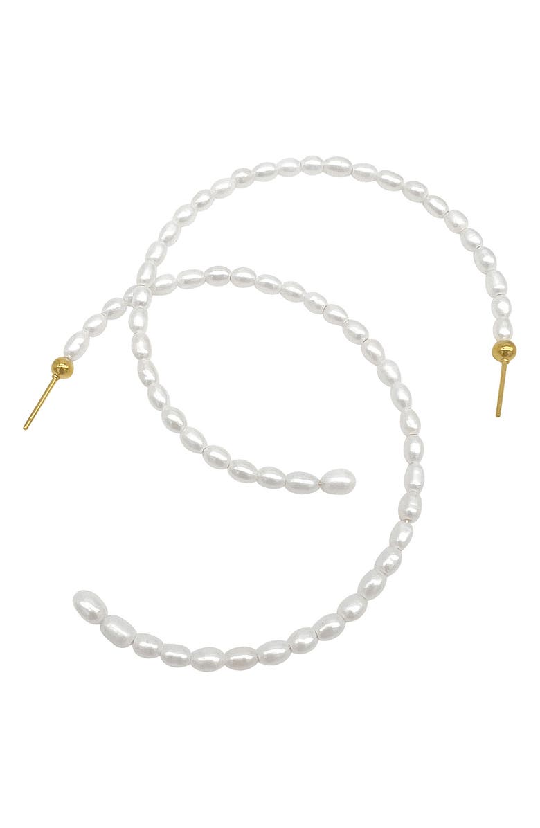 Adornia Faux Seed Pearl 63.5mm Hoop Earrings, Alternate, color,