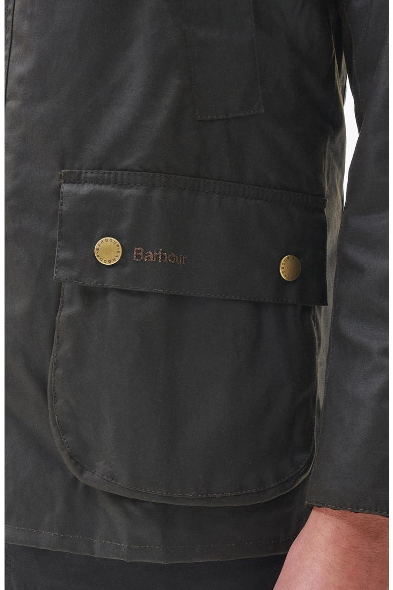 Ashby Corduroy Collar Water Resistant Waxed Cotton Jacket, Alternate, color, OLIVE