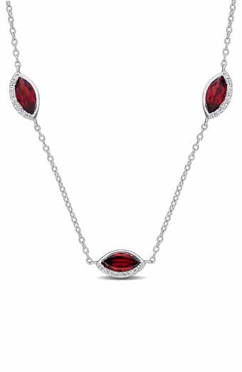 Sterling Silver Amethyst & Diamond Station Necklace