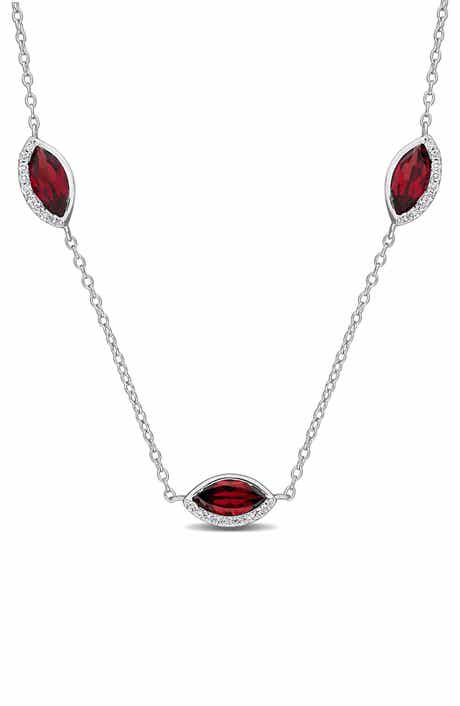 Sterling Silver Amethyst & Diamond Station Necklace