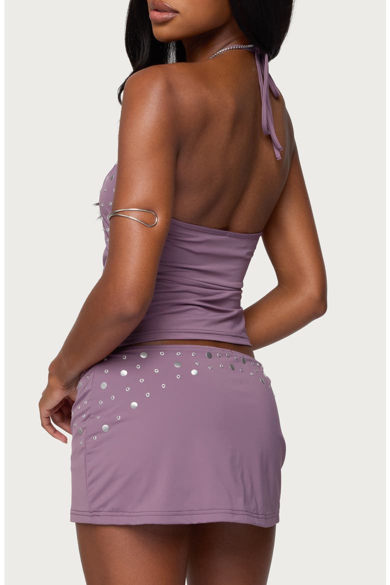 Luana Studded Grommet Cutout Halter Top, Alternate, color, PURPLE