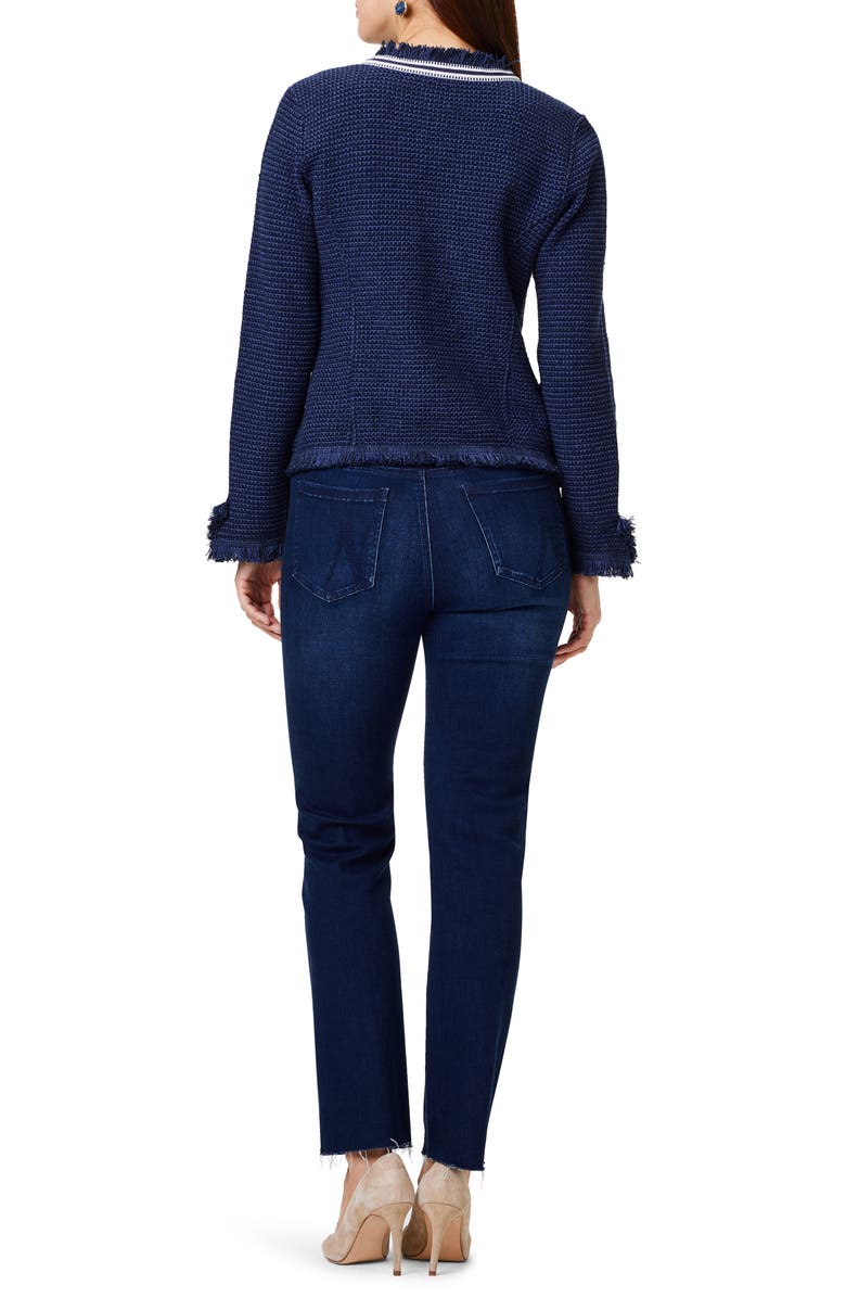 NIC+ZOE Ribbon Trim Fringe Mix Knit Jacket, Alternate, color,