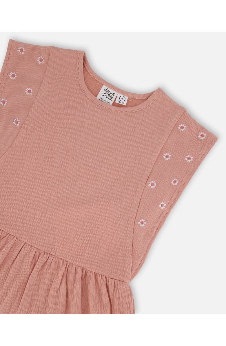 Deux par Deux Little Girl's Crinkle Jersey Tunic With Embroidery Dark Old Pink, Alternate, color, Dark Old Pink