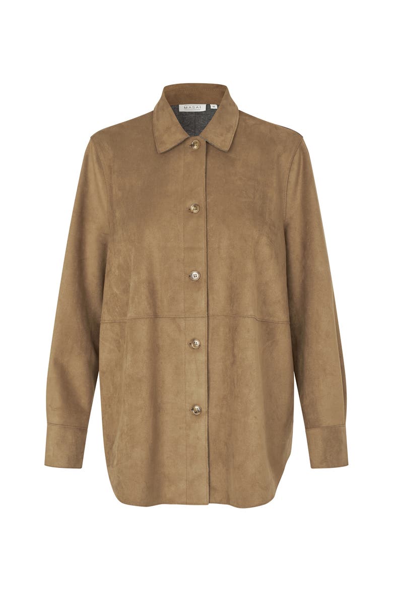 MaIvethra Faux Suede Shirt, Alternate, color, Otter