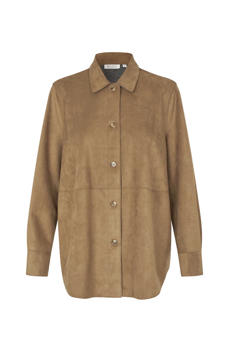 Masai Copenhagen MaIvethra Faux Suede Shirt, Alternate, color, Otter
