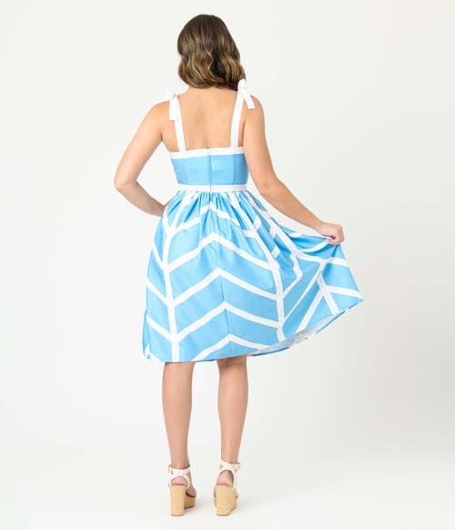 Unique Vintage Chevron Eyelet Swing Dress In Multi
