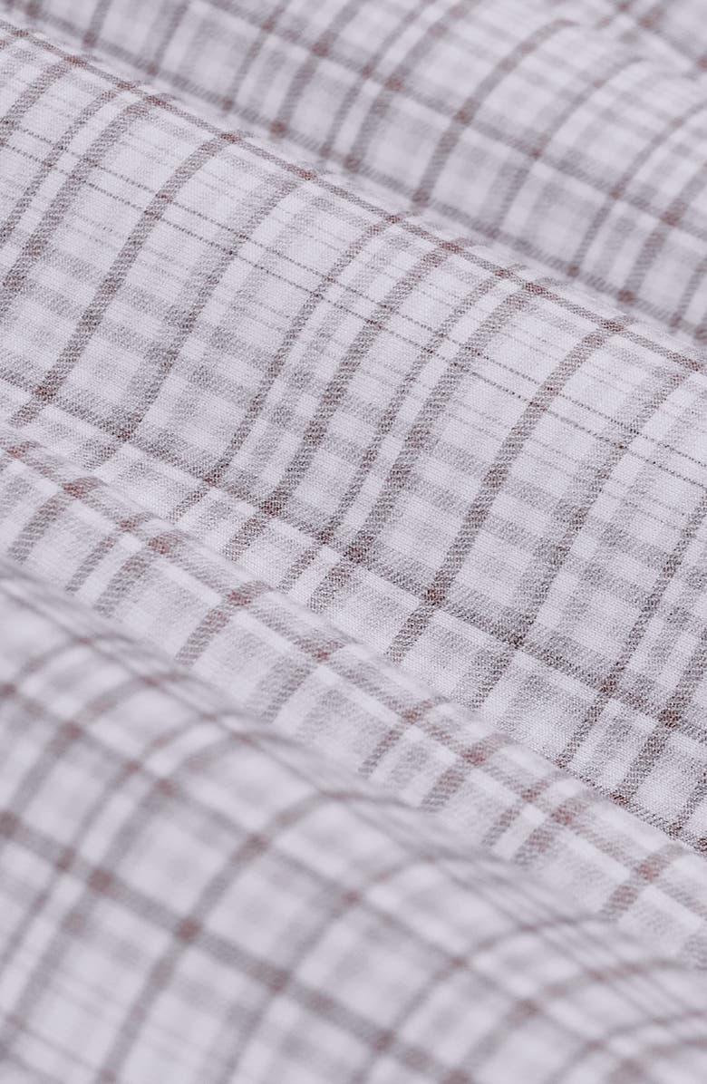 Bugatchi Miles OoohCotton<sup>®</sup> Shadow Plaid Short Sleeve Button-Up Shirt, Alternate, color, Limestone