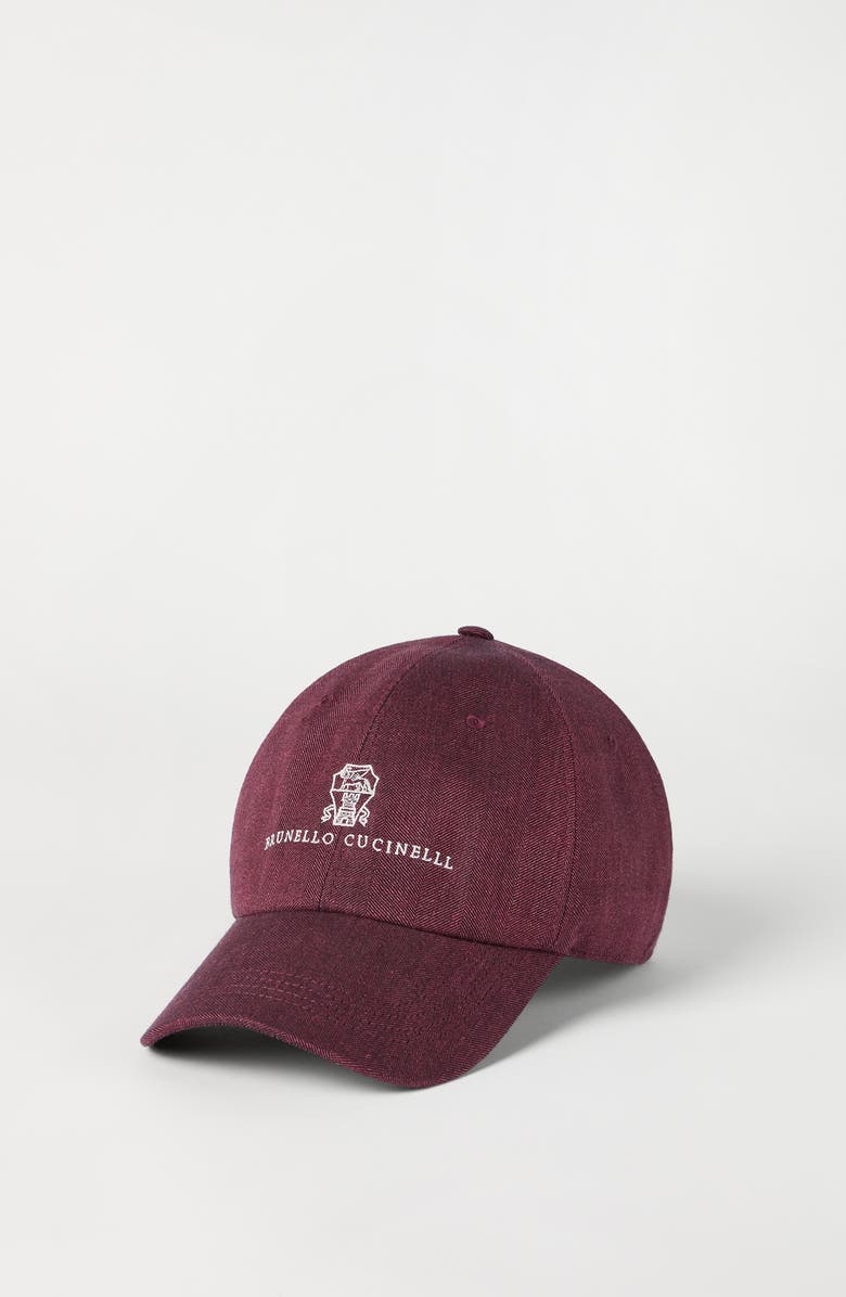 Brunello Cucinelli Chevron Baseball cap, Alternate, color, Cherry