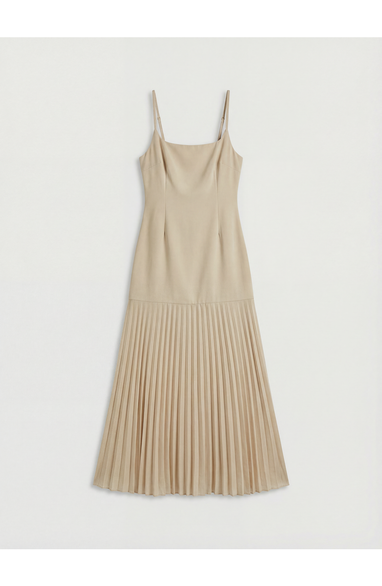 MissPap Square Neck Pleated Chiffon Maxi Dress, Alternate, color, Nude