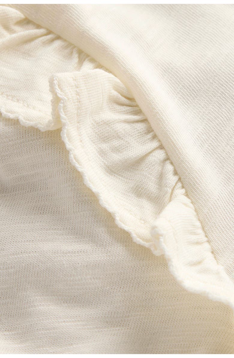 Mini Boden Kids' Frill Accent Slub Cotton Top, Alternate, color, Soft Ivory
