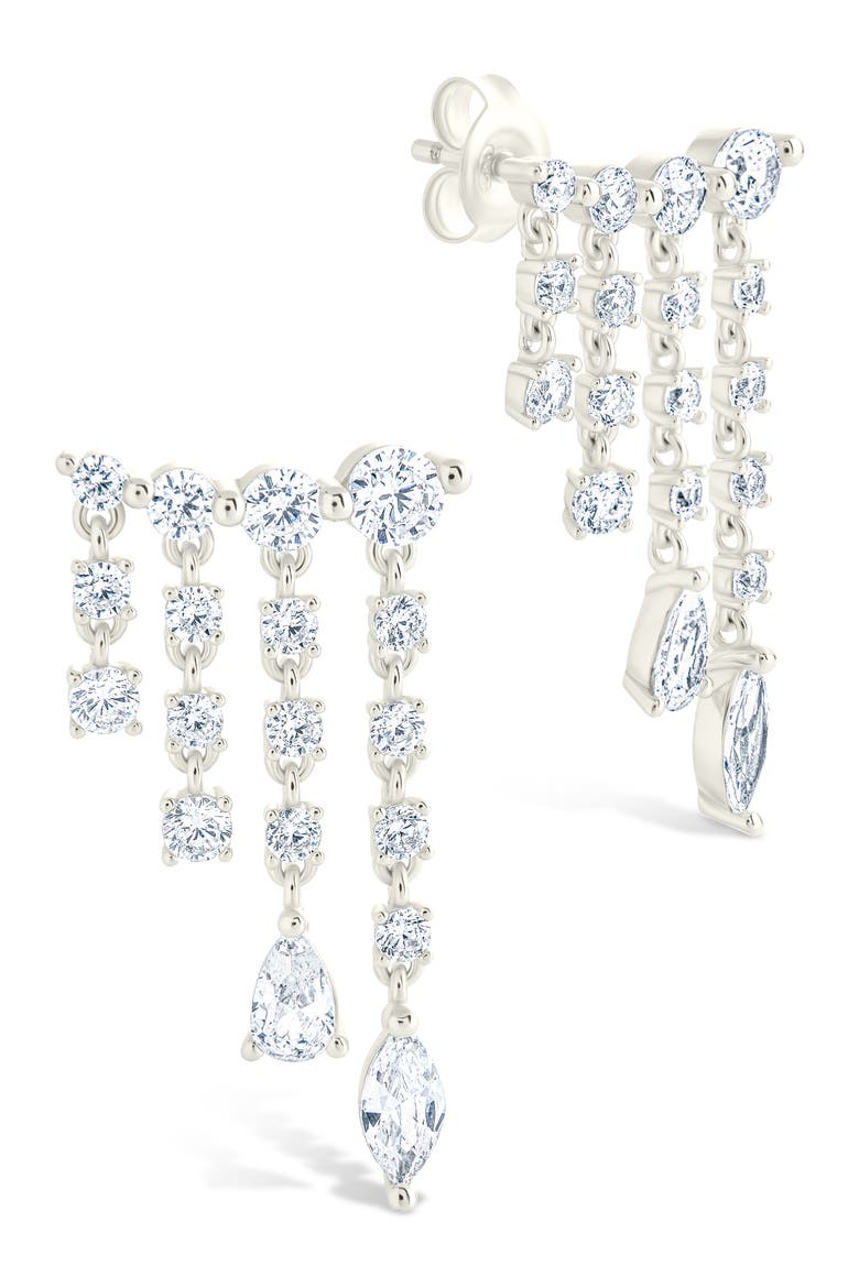 Adrian Cubic Zirconia Drop Earrings, Main, color, SILVER