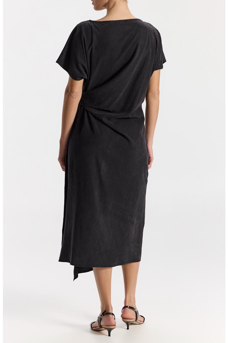 Carmela Asymetrical Shortsleeve Midi Dress, Alternate, color, Black