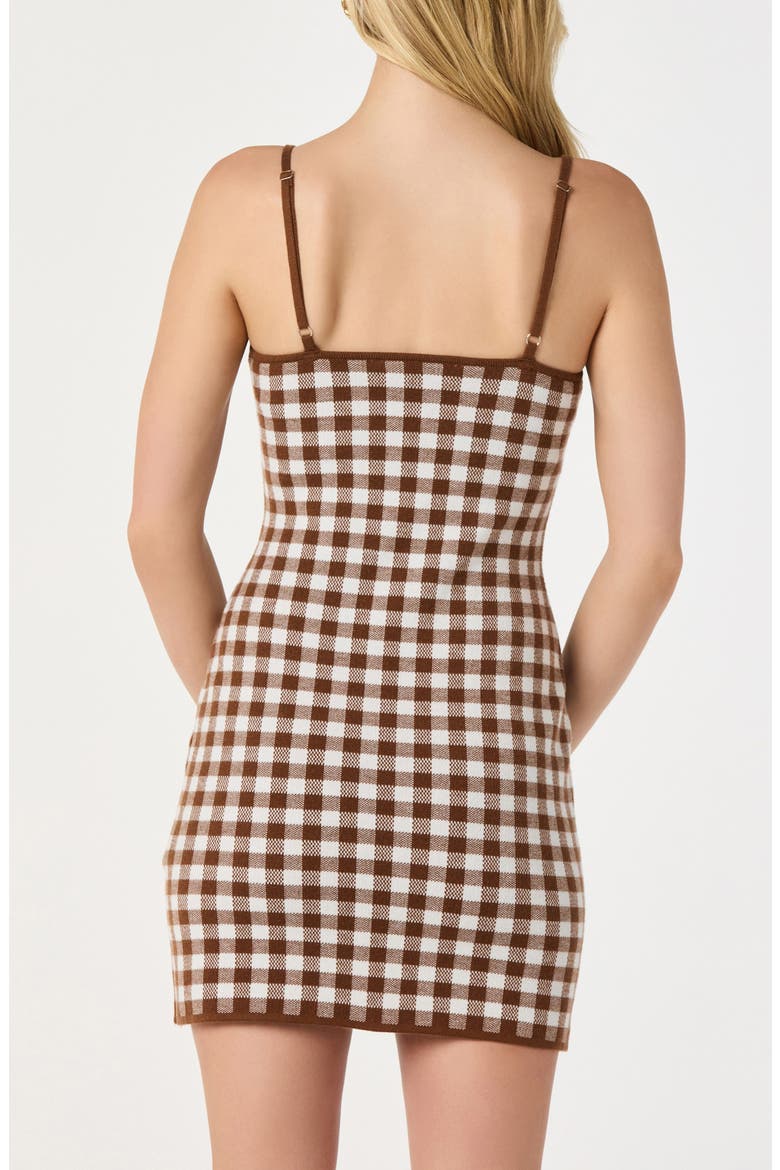 Gingham Knit Minidress, Alternate, color, BROWN GINGHAM