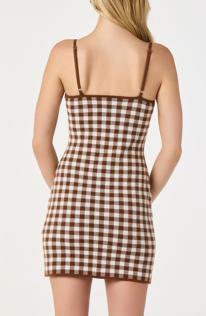 ASTR the Label Gingham Knit Minidress, Alternate, color, Brown Gingham