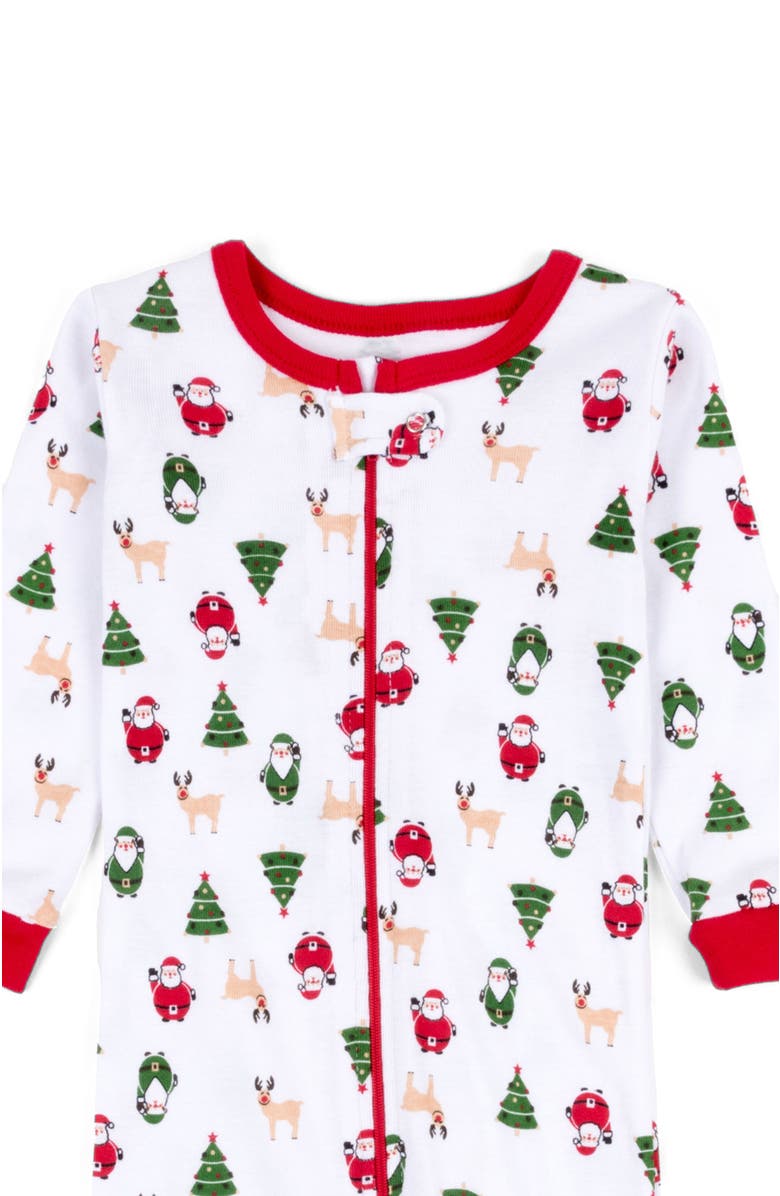Leveret Footed Printed Cotton Pajamas, Animal, Holiday & Fun Prints, Alternate, color, Christmas Icons