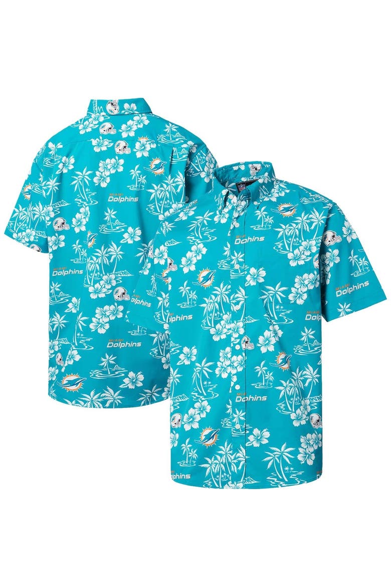 Men's Reyn Spooner Aqua Miami Dolphins Kekai Button-Up Shirt, Main, color, Aqua