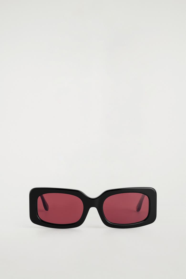 Rectangular Sunglasses, Main, color, BLACK