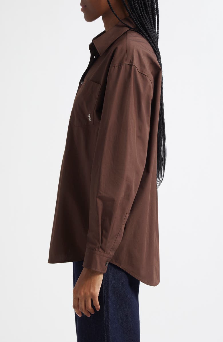 Sporty & Rich SRC Oversize Cotton Poplin Button-Up Shirt, Alternate, color, 