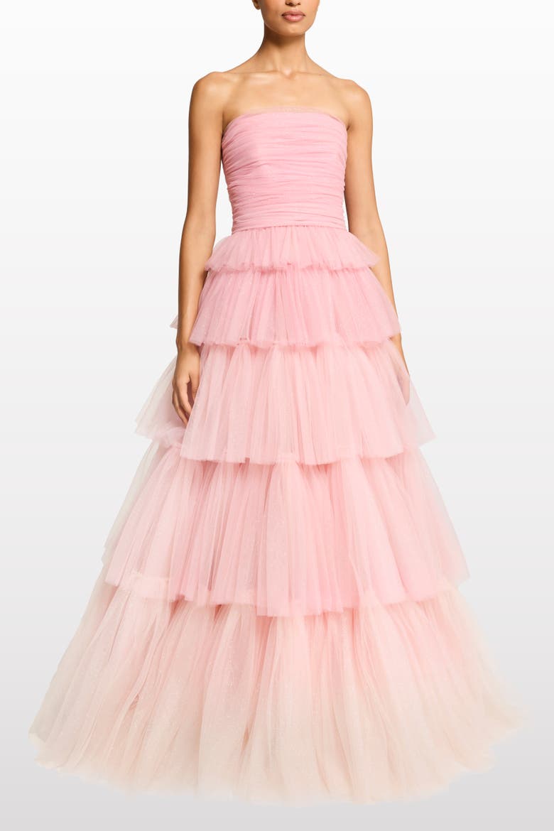 Adore Tiered Bow Gown, Main, color, Blossom Ombre
