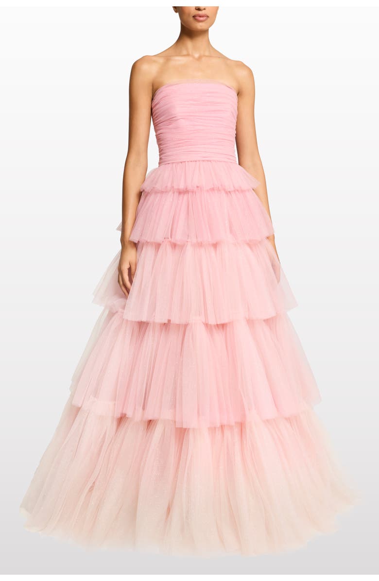 Jenny Packham Adore Tiered Bow Gown, Main, color, Blossom Ombre