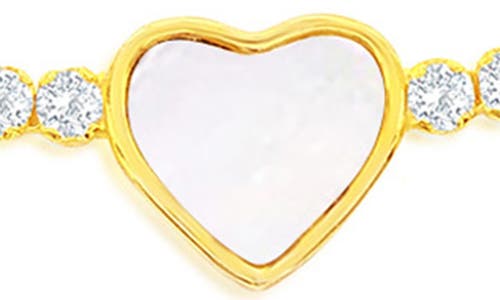 Simona Mother-of-pearl Heart Cubic Zirconia Slider Bracelet In Gold
