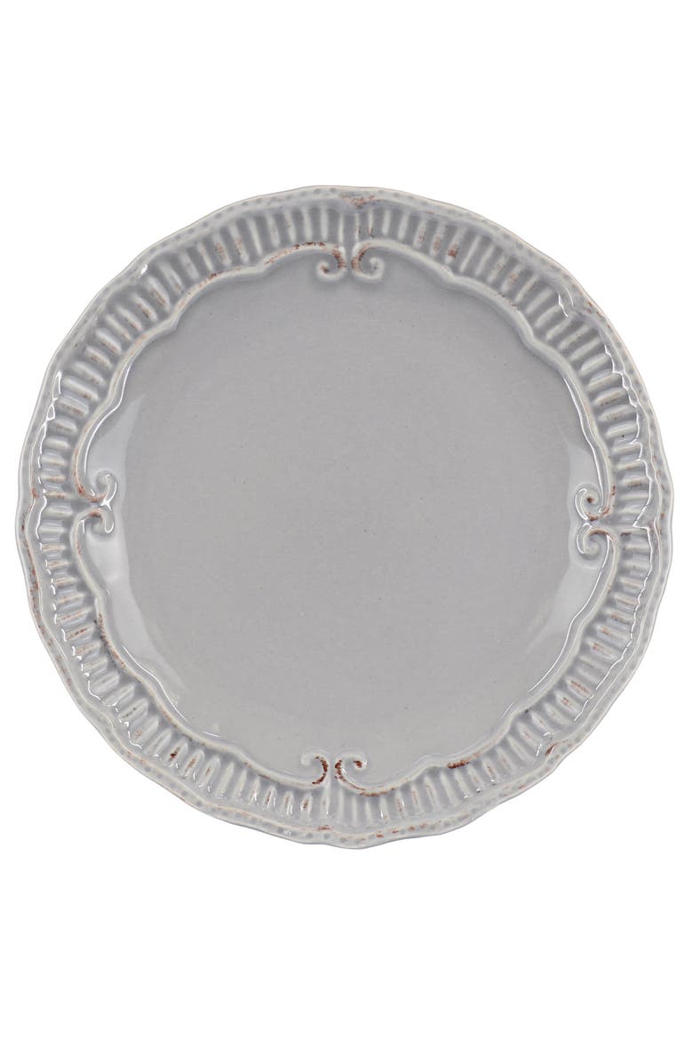 Capri 6 piece 9in Stoneware Embossed Dessert Plate Set, Alternate, color, Grey