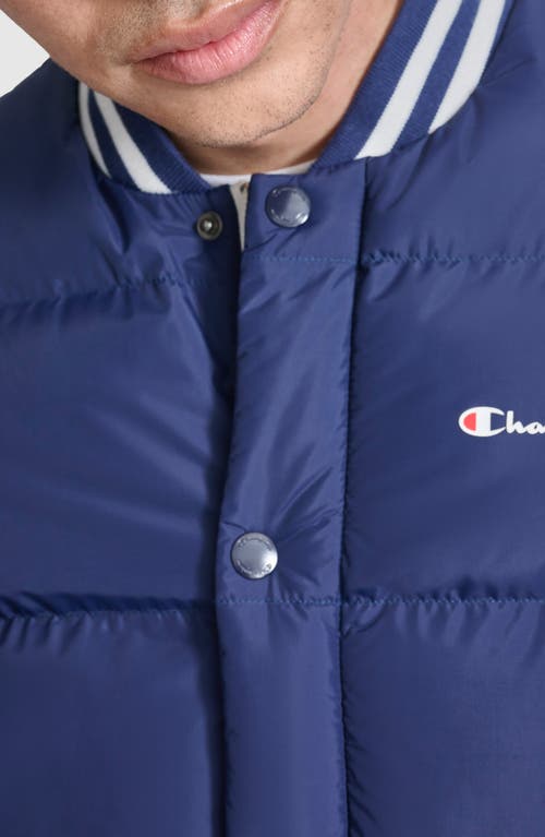 Champion Varsity Quilted Bomber Jacket In Blue