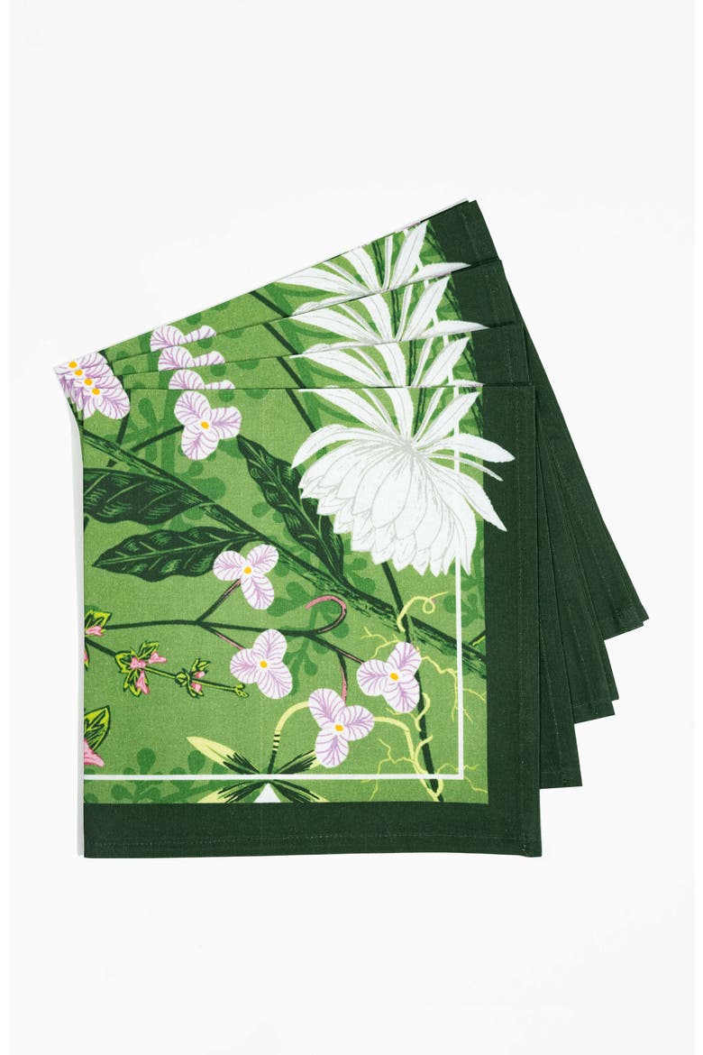 Garden Reverie Cocktail Napkins, Alternate, color, Green