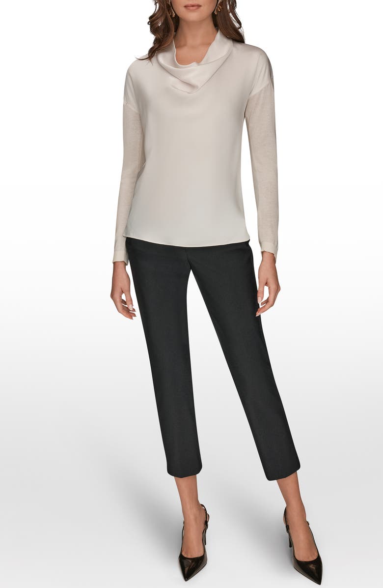 Donna Karan New York Mixed Media Cowl Neck Top, Alternate, color,