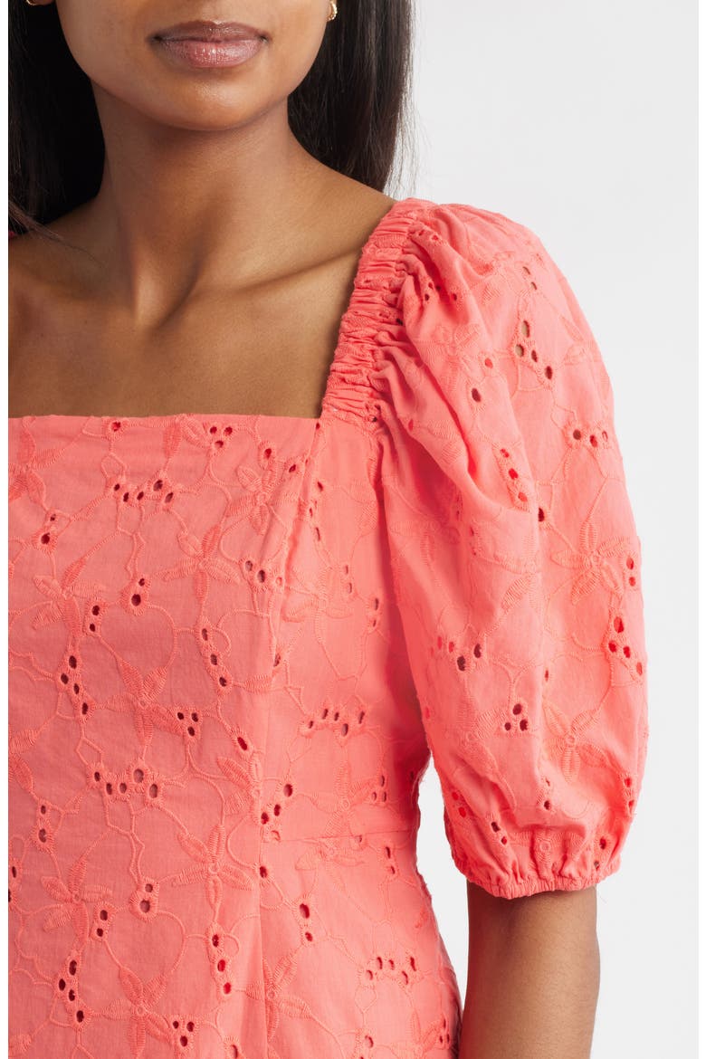 Cotton Eyelet Minidress, Alternate, color, SEA CORAL