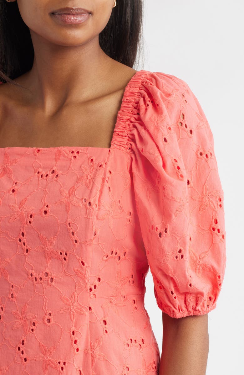 Anne Klein Cotton Eyelet Minidress, Alternate, color, Sea Coral