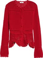 Erdem Open Knit Cotton Peplum Cardigan