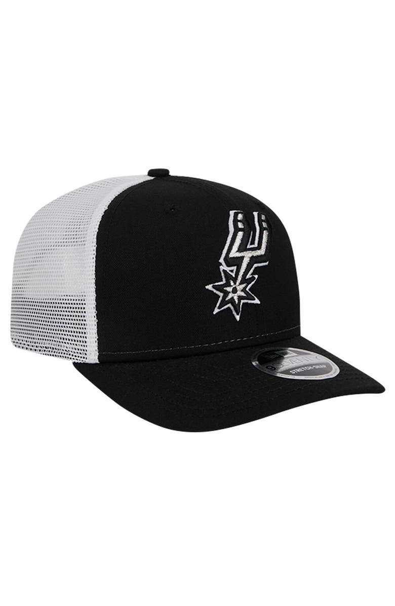 New Era Men's New Era Black/White San Antonio Spurs Trucker 9SEVENTY COOLERA Stretch-Snap Hat, Alternate, color, 