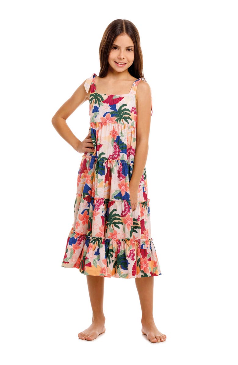 Agua Bendita Kids' Sampha Thamar Tiered Cover-Up Sundress, Alternate, color, Red Multi
